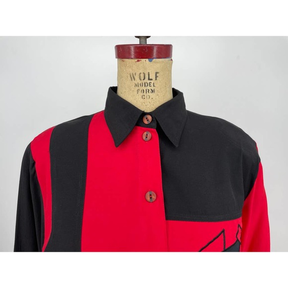 Emdee Retro Colorblock Long Sleeve Button Front Shirt 38 - Picture 5 of 8